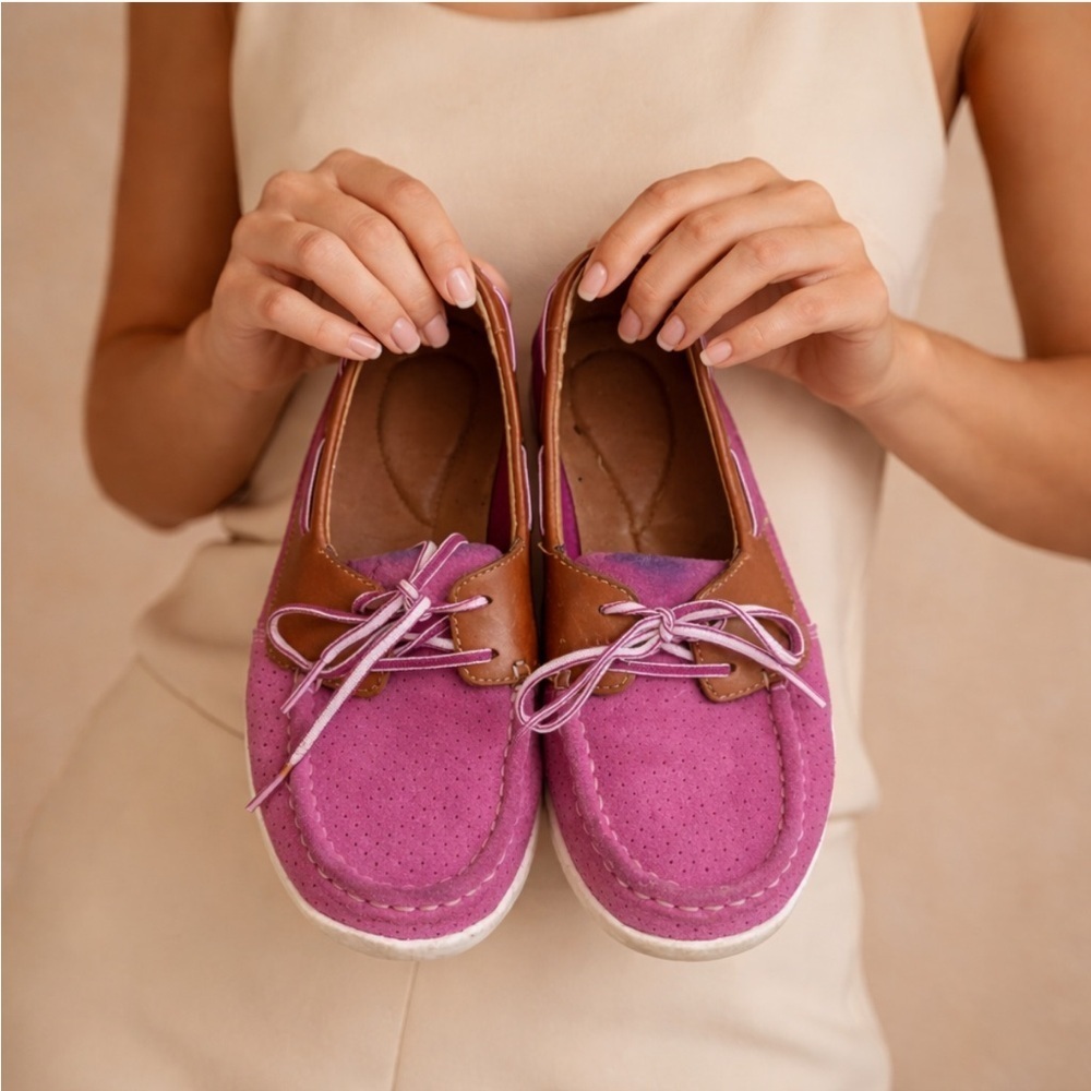 Clark’s Pink/Purple and Brown Women's Loafers Size 7M Casual Comfort Shoes